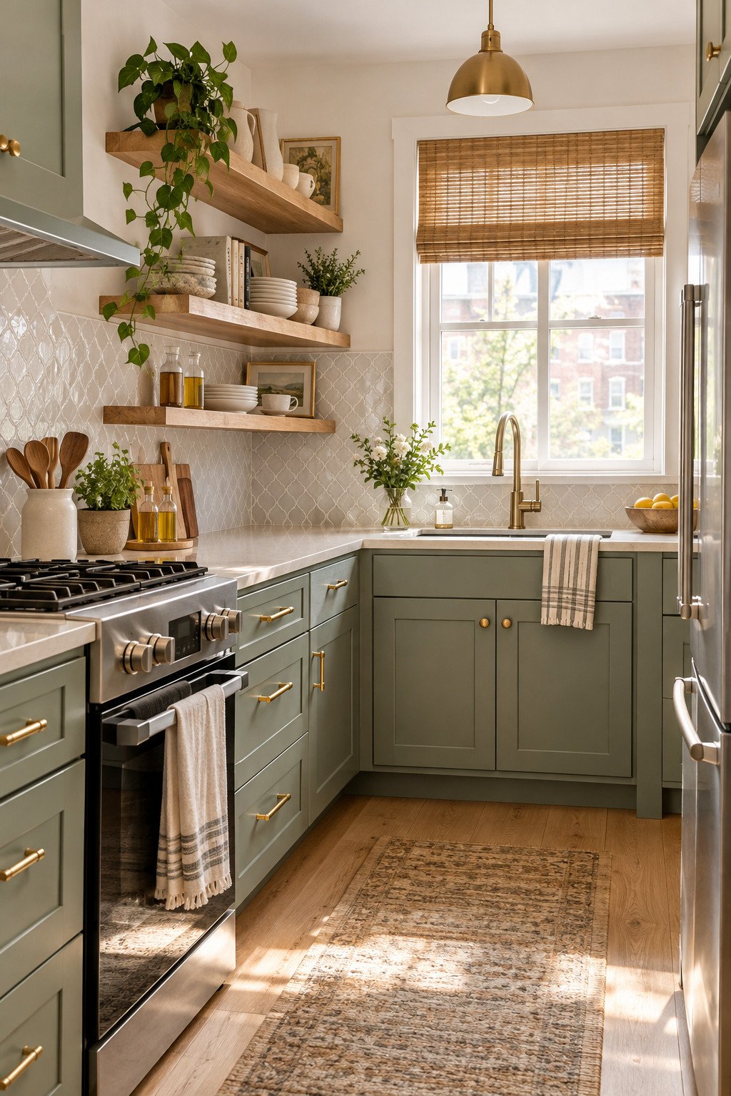 Small apartment kitchen decor ideas shown in a budget-friendly styled kitchen